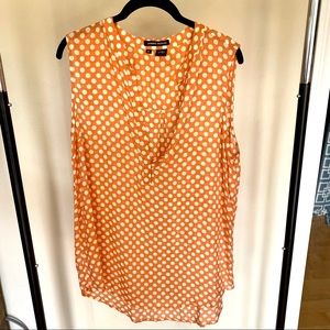 Orange polka dot sleeveless blouse sz XL